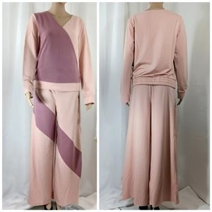 SENTIMENTAL New York Mauve & Peach Color Block Tunic & Pants Loungewear NWT Sz M